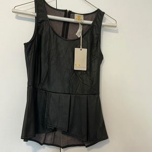 Faux leather peplum top